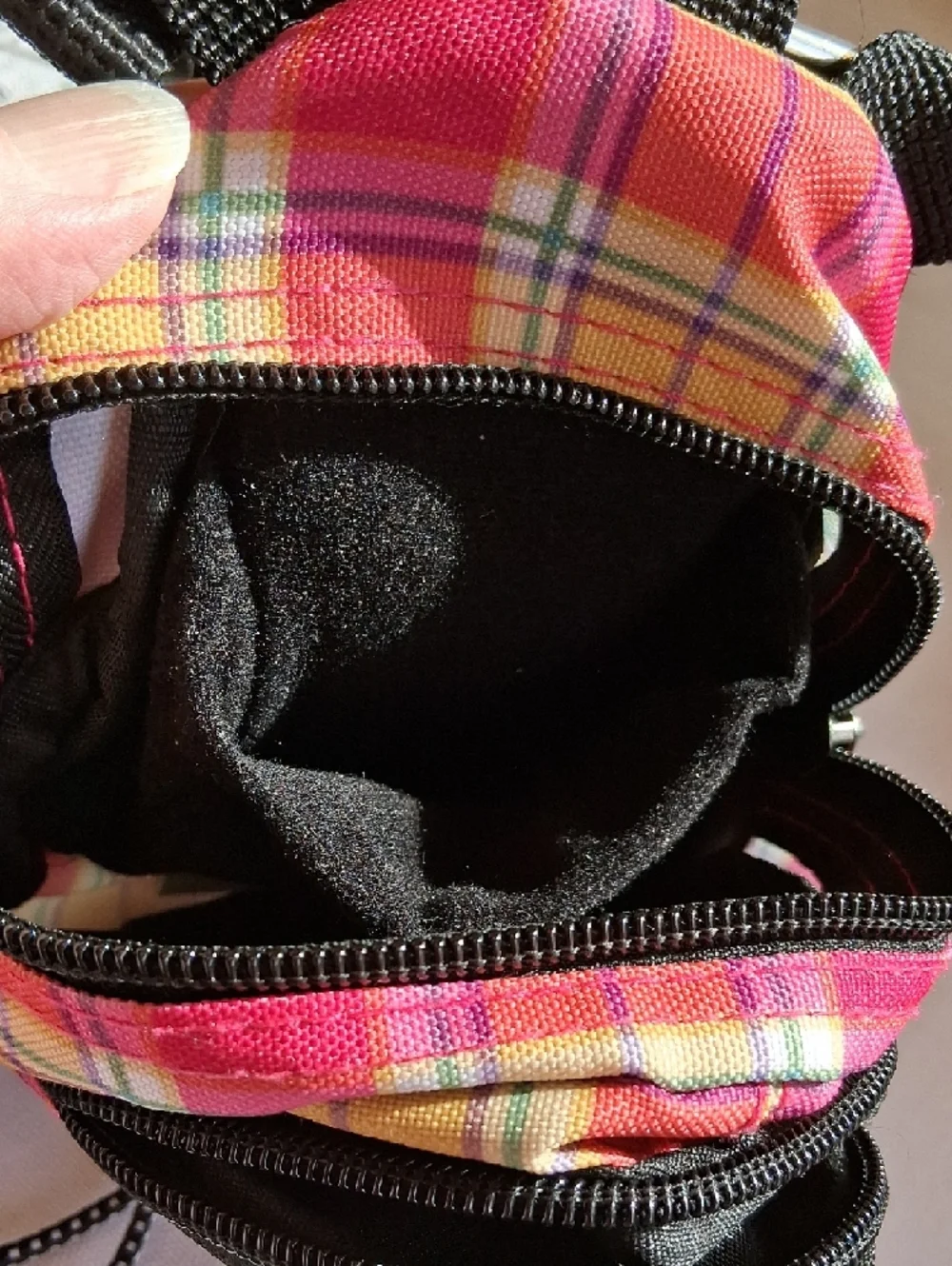 Mini Plaid Backpack Bag in Pink and Yellow